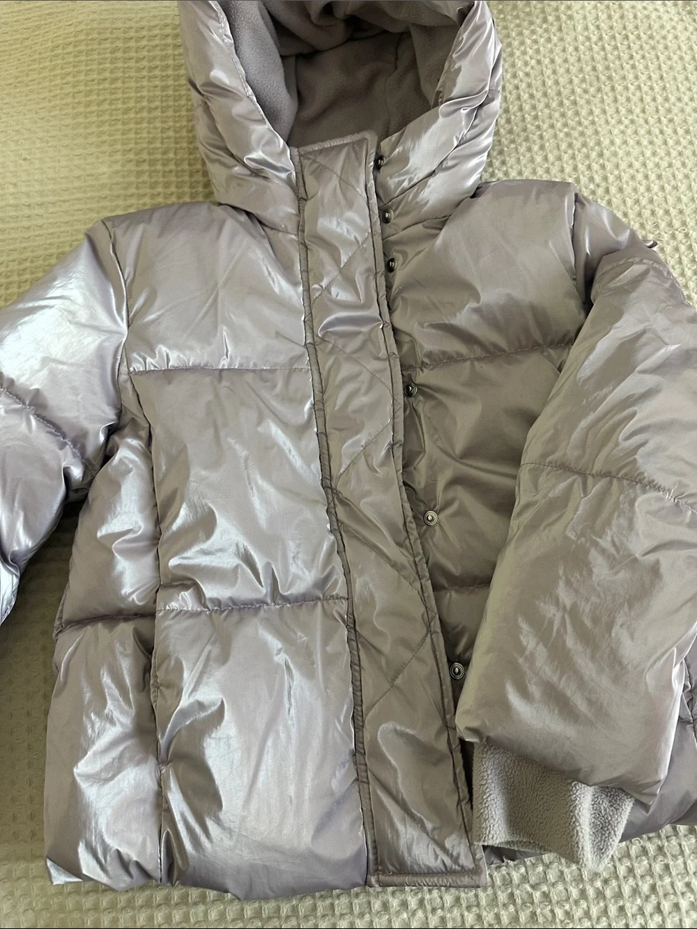 GAP Kids Hooded Puffer Jacket in Shimmery Light Lavender